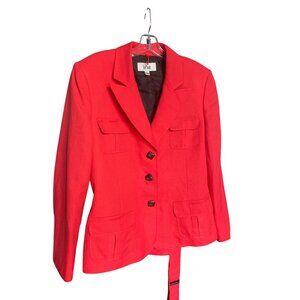 Le Suit Womens Red Blazer With Tie Back Size 18